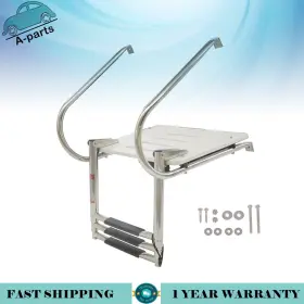 Apt19492 A-parts-a New 3-step Stainless Steel Ship Ladder With Platform Marine Telescoping