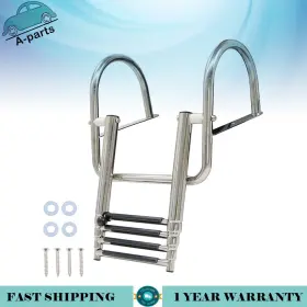 Apt19514 A-parts-a 4 Step Stainless Steel Telescoping Boat Ladder With Pedal Hand Railing Us