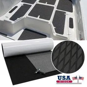 Alianqiu 455310193117 Nonslip Teak Marine Decking Eva Foam Boat Flooring Yacht Kayak Mat Black 35x94in