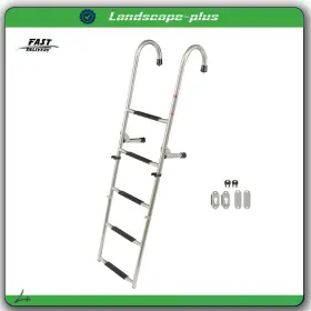 Ac2378376b All-carb Stainless Steel Folding Ladder Telescoping 400 Lb. Limit For Boats 5 Step