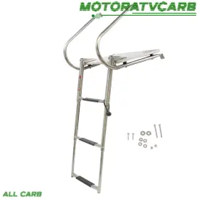 Mot3273916 All-carb 3-step Stainless Steel Ship Ladder With Platform Marine Telescoping
