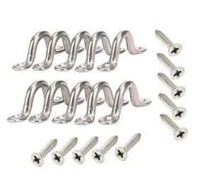 10xam91-2953s Amarine Made 100 Pcs 5mm Stainless Oblong Pad Eye Straps Plate Staple Ring Bimini Kayak Loops