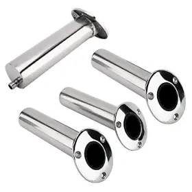 4xam21-3069s30 Amarine Made 4pc 30 Heavy Duty Stainless Steel Flush Mount Fishing Rod Pole Holders With Drain