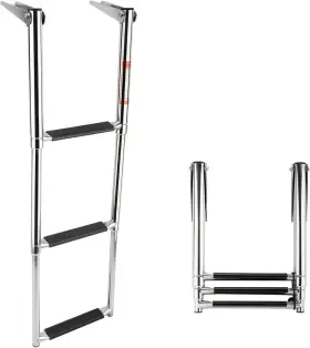 Amarine Made 602989773069 Boat Ladder 3 Step Stainless Steel Telescoping