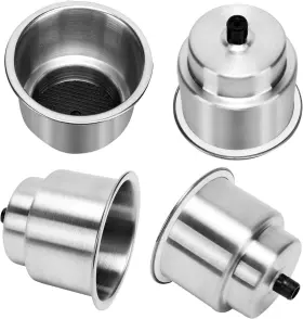 Amarine Made 615200850326 Pack Of 4 Stainless Steel Cup Drink Holder With Drain Marine Boat Rv Camper