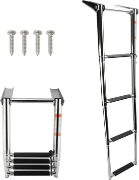 7341smh-am41 Amarine Made 4 Steps Stainless Steel Boat Ladder Telescoping Folding Swim Step
