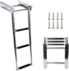 Am41-7335s Amarine Made 3 Step Boat Ladder Telescoping Stainless Steel Boarding W Mounting Screws
