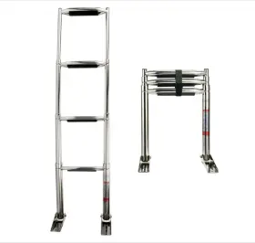 Am43-m2561s4 Amarine Made Heavy Duty Boat 4 Step Ladder Stainless Steel Swim Platform Telescoping