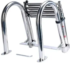 Am43-m2599s-ca Amarine Made 4 Steps Boat Ladder Pontoon Folding Stainless Steel Dock Telescoping