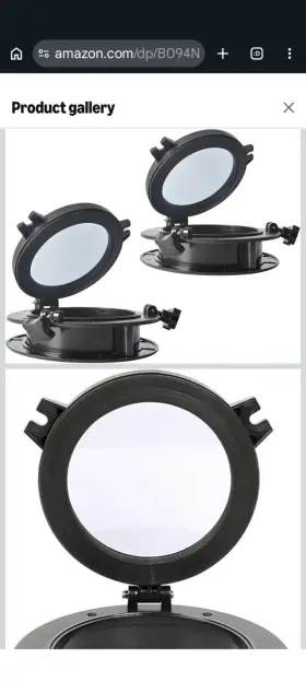 Am82-ampp2-01 Amarine-made 2 Pcs Boat Yacht Opening Portlight Porthole 8.5 Inch Blk. Tempered Glass