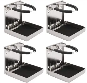 Dholder-fold-04 Amarine Made 4 Pcs Adjustable Stainless Steel Folding Drink Cup Holder For Boat/marine/rv/car
