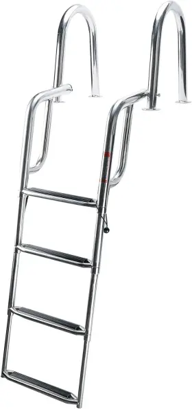Hd-0052 Amarine Made 4 Step Pontoon Boat Ladder Swim Deck With Wide Pedal Hand Railing