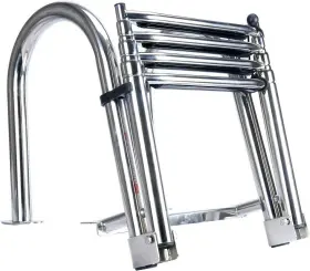 Reenpola-4-a1 Amarine Made Pontoon 4 Step Stainless Steel Telescoping Boat Folding Deck Ladder Swim