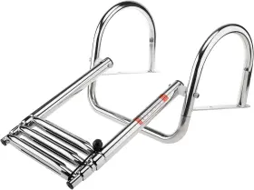 Sr-0034 Amarine Made 3 Steps Boat Ladder Stainless Steel Telescoping Folding With Curve Up Step