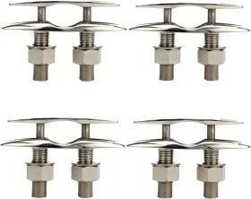 Yi-0081-02 Amarine Made 4 Pack 6-1/2 Inch Boat Cleat Stainless Steel Pull Up Deck Hidden Flush Mount