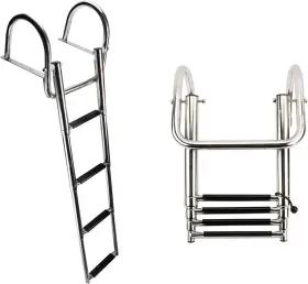 Yi-0422 Amarine Made 4 Steps Boat Ladder Stainless Steel Telescoping Dock With Hand Railing