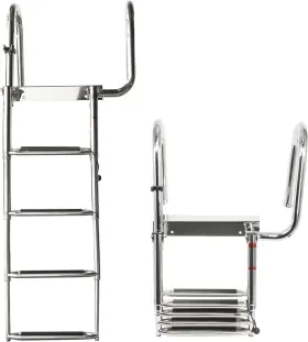 Yi-0533 Amarine Made 4 Steps Boat Ladder Folding Rear Entry Pontoon Stainless With Extra Wide Step-right