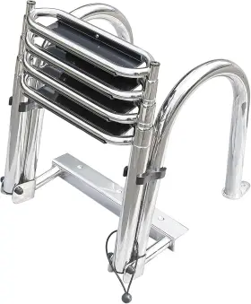 Yi-0607 Amarine Made 4 Step Pontoon Steel Telescoping Deck Boat Ladder Marine Folding With Handrails