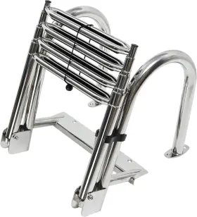 Yi-0608 Amarine Made 4 Step Pontoon Boat Ladder Stainless Steel Telescoping Folding W Handrail