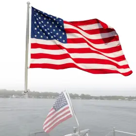 65620 Asdmm Boat Flag Pole Kits With Mount Base And 16 Inch X24 Us - Marine Deck Socket