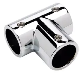 114383 Attwood 90 Degree Tee Rail Fitting Perma Plate Chrome 7/8 Inch Tubing