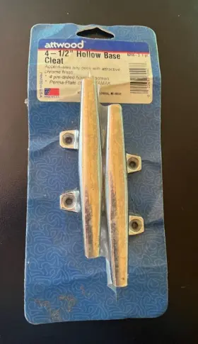 6244-d3 Attwood 4-1/2 Inch Hollow Base Cleat Part 1 Pair Perma Plate Chrome Usa