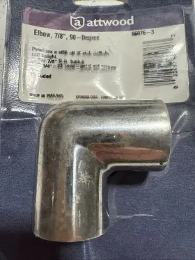 66076-3 Attwood Ss Elbow 90-degree For 7/8 O.d. Tubing Catalog #66076-3 Nos