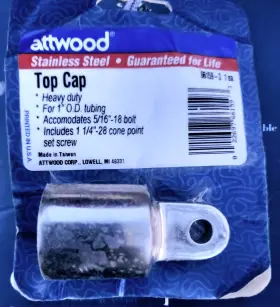 66159-3 Attwood New Stainless Steel Heavy Duty Top Cap 1 Inch Bimini Tops And Covers