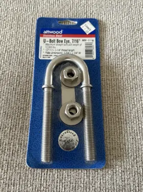 66261-3 Attwood Stainless Steel Bow Eye Dia 7/16 Inch Length 3 1/4 #66261-3 Max 12 000 Lbs