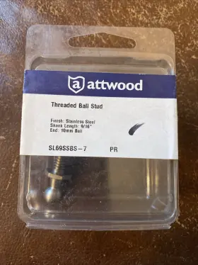 Sl69ssbs-7 Attwood Sl69ssbs-1 Stud Threaded Stainless Steel Ball 9/16 Inch 10mm Two Pack New