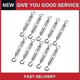 Automall Tech 726215622713 Universal M6 X 1 Car Oc Type Hook Eye Turnbuckle Wire Rope Tension Pack Of 10