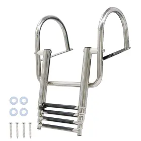 Bck9757k Backye 4 Step Stainless Steel Telescoping Boat Ladder With Pedal Hand Railing