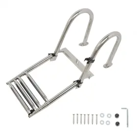 Bck9779k Backye Foldable With Pedal Hand Armrest 4 Step Stainless Steel Telescoping Boat Ladder