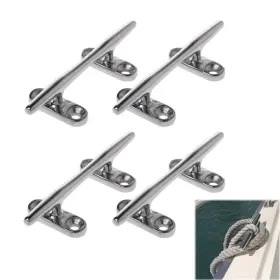 Bangbird 760934029187 4pcs 5 Inch Rope Cleat Deck Stainless Steel Soild Open Base Boat Fittings