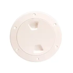 Dp40-n Beckson Marine 4 Inch Smooth Center Screw-out Deck Plate - Beige