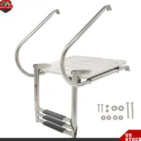 Ber463290 Berliii Stainless Steel Ship Ladder With Platform Marine Telescoping 3-step New