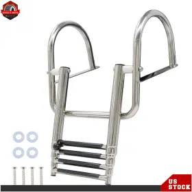 Ber463305 Berliii High-end 4 Step Stainless Steel Telescoping Boat Ladder With Pedal Hand Railing