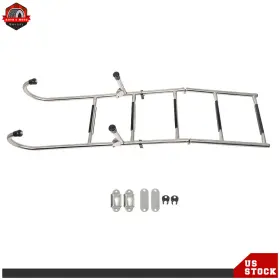 Ber463320 Berliii Durable Telescoping 400 Lb. Limit 2 Step 3 Stainless Steel Folding Ladder