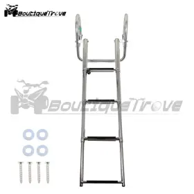 Bou4200632 Boutiquetrove 4 Step Stainless Steel Telescoping Boat Ladder With Pedal And Hand Railing
