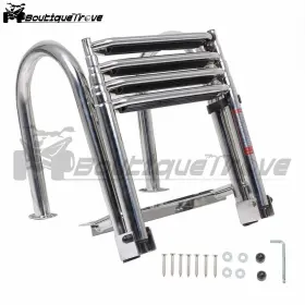 Bou4200904 Boutiquetrove Boat Ladder 4 Step Telescoping Swim Marine Stainless Steel With Handrails