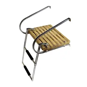 Brand Marine City 812525036088 Swim Teak Platform Boat Ladder Low Maintenance Ideal For Boats