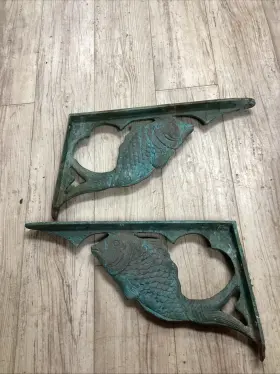 7338665 Carver Yachts Vtg Pair 2 Solid Bronze Swim Platform Brackets 10 Pounds Each 17 Inch L X W
