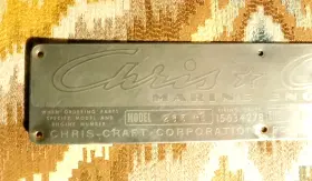 10350 Chris Craft Vintage Pre 1957 Steel Marine Engine Plate Authentic Wood Boat Part