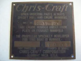 7907 Chris-craft Vtg Brass Boat Hull Data Plate