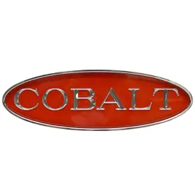 452997 Cobalt Boats Boat Emblem 4 1/8 X 12 5/8 Inch Red / Chrome Abs