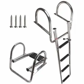 Coc-lf 971881530631 4 Steps Pontoon Boat Ladder Stainless Steel Folding Telescoping Rear Entry I