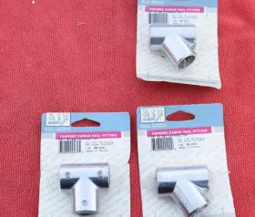 F80-0043-1 D.i.y. Marine 3 Piece Lot Chrome Zamak Rail Fittings 7/8 Inch Od Tubing 60 And 90 Deg