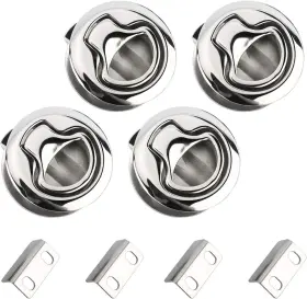 No-0164-04 Dasmarine 4 Pcs 2inch Steel Flush Pull Locker Hatch Latch Lift Handle Marine Boat Hardware