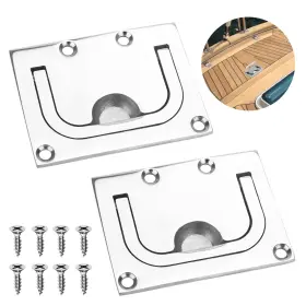 Eeekitonline 600609583005 316 Stainless Steel Hatch Pull Flush Lift Boat Deck Ring Handle With Screws
