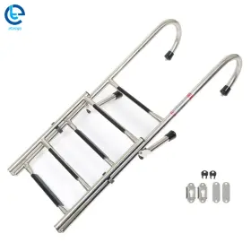 710424 Etecgo Stainless Steel Folding Boat Ladder Telescoping 400 Lb. Limit 2 Step 3